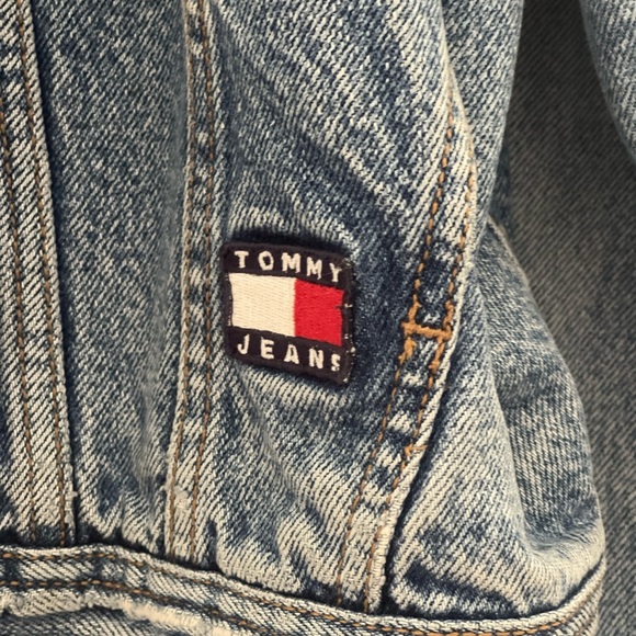 Vintage Rare Tommy Hilfiger Denim Jacket Big Logo Tommy Jeans Flag VTG Trucker - Picture 4 of 10